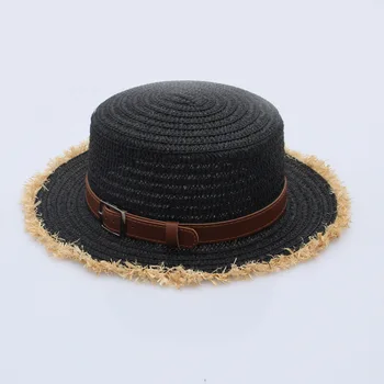 Coreea de Vară, pălării de Paie luntraș Pălărie panama Anglia de Moda Veche din Piele Catarama Acoperiș Plat Mici Formale Pălărie de protecție Solară Sun Tine
