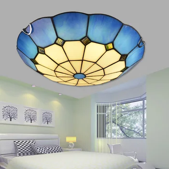 Creativ art Tiffany dormitor cu LED-uri lampă circulară coridor balcon lampă candelabru albastru m