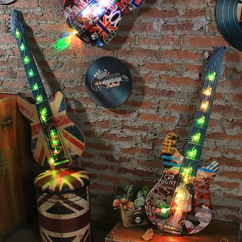 Creative Lampă cu LED-uri Podoabă Chitara Accesorii Bar, Restaurant Decorare Perete Atârnă Imagine Metal Artizanat Lumina Pandantiv en-Gros