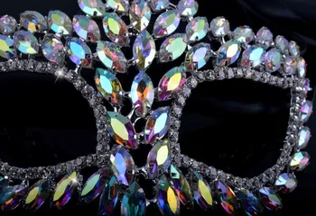 Cristal marquise tip de Bijuterii mască pentru Hallowmas Aliaj de metal stras argint surpriză a festivalului de Mascaradă Masca de Bijuterii