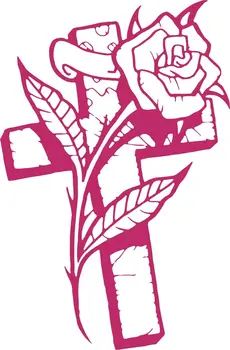 Cruce de Flori de Trandafir Creștin Hristos Camion Masina Fereastră Laptop Vinil Autocolant Decal transport gratuit