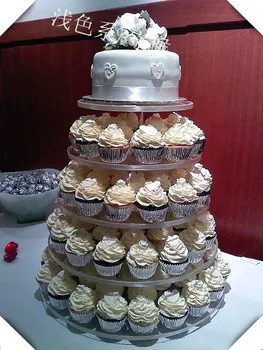 Crăciun de acril suport tort 5 tier rotund acrilice nunta cupcake suport cupcake ziua de afișare pentru decor petrecere