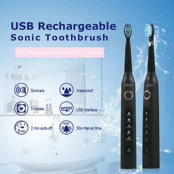Cu ultrasunete Periuta de dinti Electrica Sonic Wave Curat USB Reîncărcabilă Periuțe de dinți Cu Capete de schimb Snair 507 yunchi Y1
