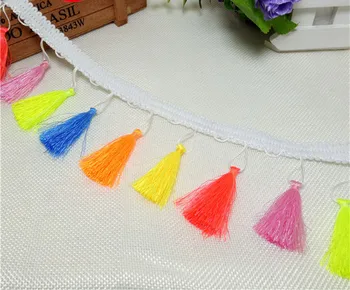 Curcubeu de culoare poliester manual macrame colorat perdea de dantelă ciucuri Panglică îmbrăcăminte accesorii
