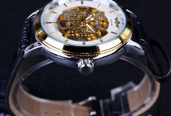 Câștigătorul 4 Inel Designer Analogic Transparent Caz Înapoi Ceasuri Barbati Brand De Lux Ceas Mecanic Skeleton Ceasuri Barbati Ceas