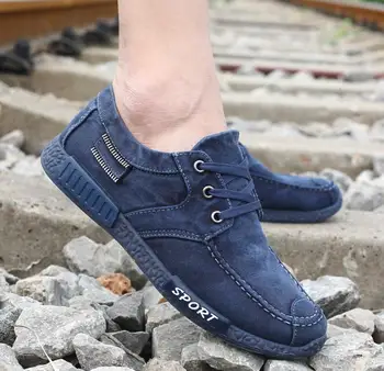 DAGNINO Toamna Bărbați Respirabil Pantofi de Panza Noua Moda pentru Bărbați Solid Confortabil Pantofi Casual sex Masculin Dantela-up Denim Pânză Adidași