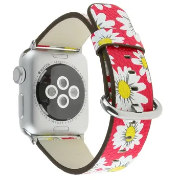DAHASE Daisy Watchbands pentru Apple Watch Serie 1/2/3 Trupa 38mm 42mm Femei Floare Curea din Piele Brățară
