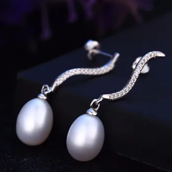 Dainashi 2017 new sosire argint 925 naturale de apă dulce în formă de S, perla picătură cercei bijuterii fine pentru femei