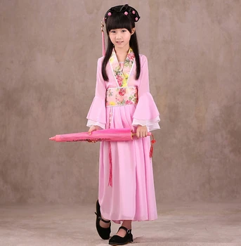 Dans pentru copii Zână Costum de Haine pentru fata Hanfu Rochie Fete Chineză de dansuri Populare Costum