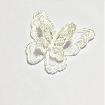 Dantelă albă 3D fluture Fier pe Patch-uri Pentru Haine Patch-uri Brodate Personalizate DIY Accesorii Insigna Aplicatiile
