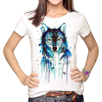 Dark Wolf Echipajul Gât T cămașă Femei Multi Harajuku Tipărite Tumblr tricou Topuri Blusa WMT259