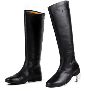 De mari dimensiuni EUR45 negre peste genunchi cizme barbati piele naturala cizme motocicleta moda mens ghete de iarna pantofi casual