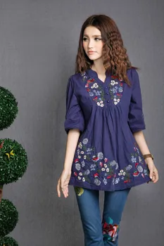 De Vânzare la cald 70 de Epocă Țăran Mexican Etnice Florale Brodate Boho-Hippie Bluza Rochie de Îmbrăcăminte Vestidos S M L Livrare Gratuita