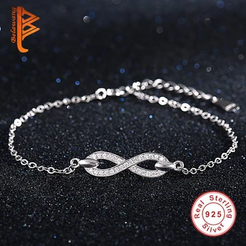 De înaltă Calitate de Argint 925 Link-ul Lanț cu Margele Brățară Zircon Cristal Farmecul Bratari Infinity pentru Femei Bijuterii de Nunta