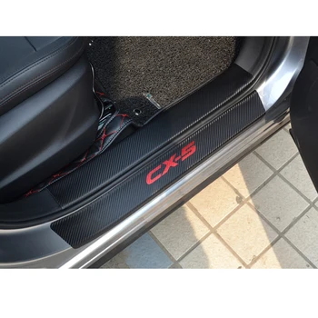 De înaltă Calitate din Fibră de Carbon Mașină Pragului de Ușă Pentru mazda CX-5 CX5 pedala de bun venit pragul de fibra de carbon Proteja Autocolante 8pcs