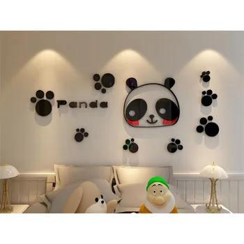 Desene animate drăguț 3D Panda Acrilica de Perete Autocolant pentru Copii Dormitor Copil Pepinieră Decor Acasă MYDING
