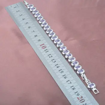 Design Elegant Violet Zirconia Ștampilată de Argint 925 Pentru Femei de Link-ul Lanț Brățară de 7-8 inch Transport Gratuit OS0164
