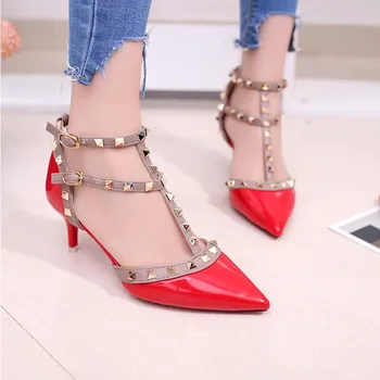 Designer de brand de lux, sandale gladiator femei pantofi sandalias zapatos mujer tacon a subliniat toe T-Curea sandale cu toc femei