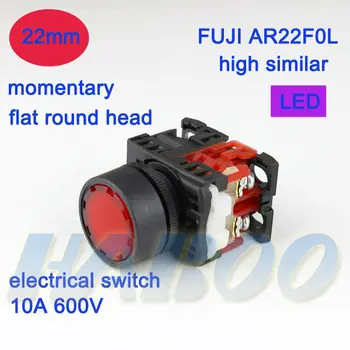 Dia.22mm fuji similare AR22F0L cap plat moment push reset iluminat led iluminat buton switch1NC 6V 12V, 24V, 110V 220V