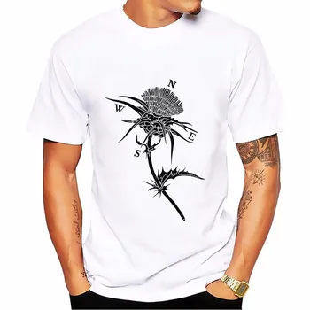 Direcția de flori de Papadie Busola negru și alb tricou confort Respirabil tricou Maneci Scurte Plus Dimensiune T-shirt