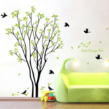 DIY Copac Verde de Vinil de Perete Autocolant Păsări Animale Living Home Decor pentru Copii, Camere de Perete Decalcomanii Autocolante Wallstickers Poster