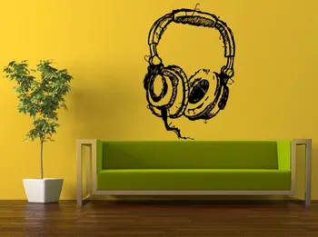 DIY Dj Ascultare Căști de Artă Decalcomanii de Perete Abstract Muzicale pentru Căști de Studio Autocolant Perete Casa de Moda Tapet Decorativ Q-83