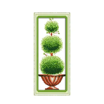 DIY manual cross stitch kit, verde bonsai ață de Cusut cu Chineză pictura decorativa, de dimensiuni mici picturi restaurant