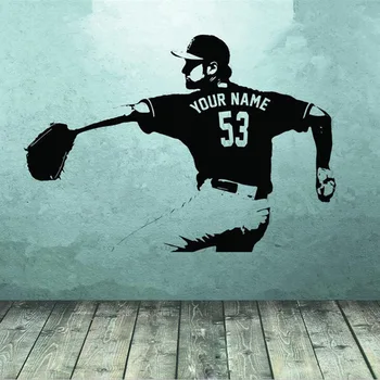 DIYWS jucător de Baseball arta de Perete Decal autocolant Alege numărul de Nume personalizate, decor acasă Autocolante de Perete Pentru Camera Copii Băiat Dormitor