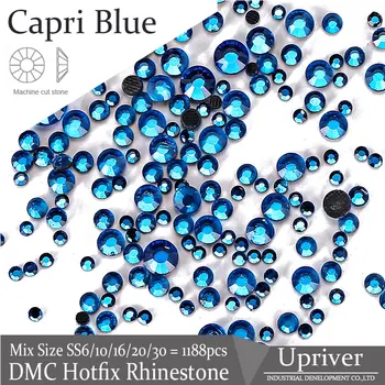 DMC Capri albastru de Înaltă Calitate Hotfix cu Strasuri Pentru Haine Rochie de Mireasa Needwork Pietre Pentru Cusut Accesorii