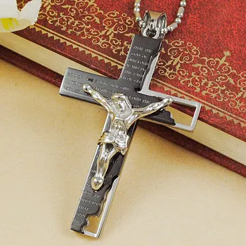 Dolaime Clasice Biserica Catolică Din Oțel Inoxidabil Isus Cruce Colier Religie Pandantiv Cruce De Bijuterii Pentru Bărbați Și Femei