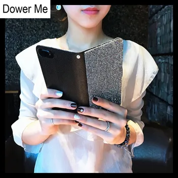 Dower Mă Caz Pentru Samsung Galaxy S8/7/6 Edge Plus Nota 8 5 4 3 S5/4 A5/7/8 De Moda Plin De Bling Diamant Negru Portofel Din Piele Acoperi