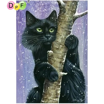 DPF DIY pisica Neagra zăpadă copac 5D diamant broderie meserii home decor 3D pictura pe perete mozaic piața diamant pictura cross stitch
