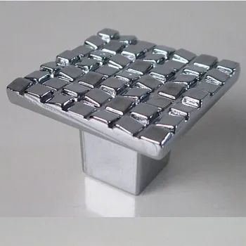 Dulap Trage Sertar Trage Mânere Mânere De Argint Strălucitor Mozaic Metal Pătrat / Dulap De Bucătărie Buton Mâner Trageți Mobilier Hardware