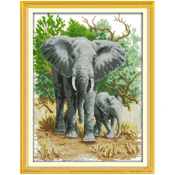 Elefantul Mama și Fiul (1) a Numărat cruciulițe animale cruciulițe 11CT 14CT cruciulițe Kituri de Broderie cu Acul