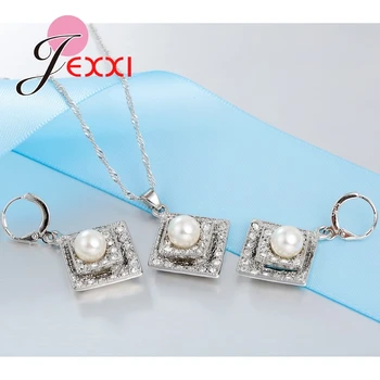Elegant Perla Mozaic Plin Africane AAA Piatra de Cristal Pătrat Colier Cercei Piercing Seturi Argint 925 Bijuterii