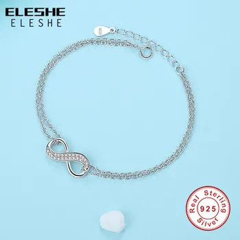 ELESHE Elegant Argint 925 Bijuterii Brățări Brățări Simple Dragoste Cu Bijuterii de Cristal Pentru Femei