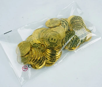 En-gros 500pcs plastic Bitcoin BTC monede de AUR pirat comoara de monede de recuzită jucarii pentru petrecere de Halloween cosplay copii favoruri premii