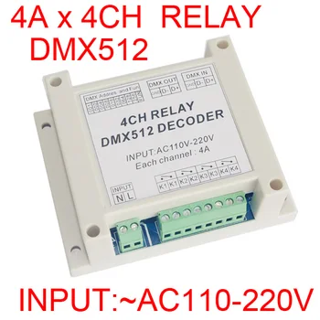 En-gros de 1 buc AC110-220V 4CH controller Decodor RGB led strip lumini DMX-ȘTAFETĂ-4 canale dmx512 3P relee folosi pentru lămpi cu led-uri