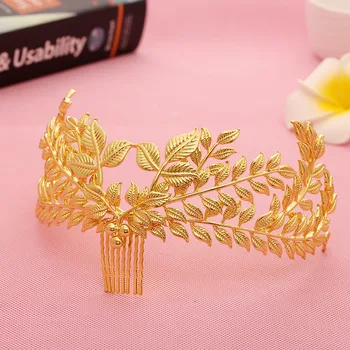 Europea de aur de culoare frunză tiara de novia frizură mireasa ornamente de păr coroana de nunta accesorii de par gros