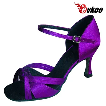 Evkoodance 7.3 cm Toc Femeie latină Pantofi de Dans Material Satinat Mov Culoare Bronz Pentru Alegerea Evkoo-237