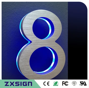 Factory Outlet înapoi aprins din oțel Inoxidabil LED numărul de Acasă semn cu bază acrilică pentru 20cm mare(8inches)