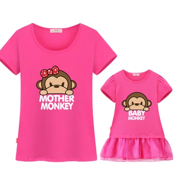 Familie de potrivire haine bumbac casual T-shirt de potrivire mama si fiica mama haine fiica dress