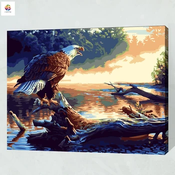 Fara Rama Digitală, Pictură De Numere Pasăre Vultur Mare, Lac, Peisaj Vopsea Acrilica De Perete Moderne De Artă Panza Pictura Home Deco Afacere