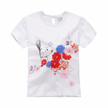 Fasole Jumping Fete pentru Copii Haine 1-6 ani Fata de T-Shirt Alb Cu Flori Bird Print de Calitate de Top de Moda Fata Rochie de