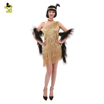 Femei Galben Sequin Rochie Flapper Costum adult 1920 rochie fancy de Cosplay, Costume Petrecere