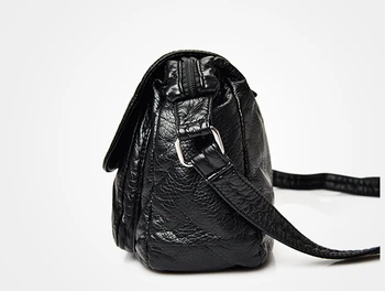 Femei geanta stil simplu, moale waterwashed piele de moda mic sac de epocă messenger geantă de umăr negru w-59856*/