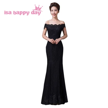 Femei lung sexy plus dimensiune barca gât de seara rochii de bal formale rochii de petrecere de logodnă rochie 2018 negru rochie pentru femei H3114