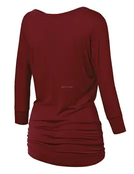 Femei maneca 3/4 din bumbac t-shirt Decora partea de sus modal tunica topuri cu partea shirring NOI dimensiuni