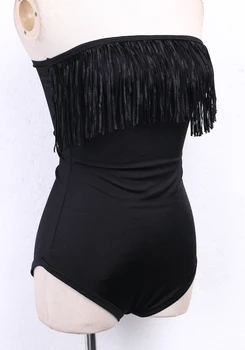 Femei-O bucată de Costume de Plaja fara Bretele Negru Ciucuri Costume de Baie Bikini Plus Dimensiune XL-4XL Vara Solid Negru Beachwear