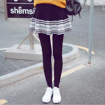 Femei solide de Îngroșare legging fusta de iarna plus velvet lady faux din doua piese pantaloni legging termică elastic boot